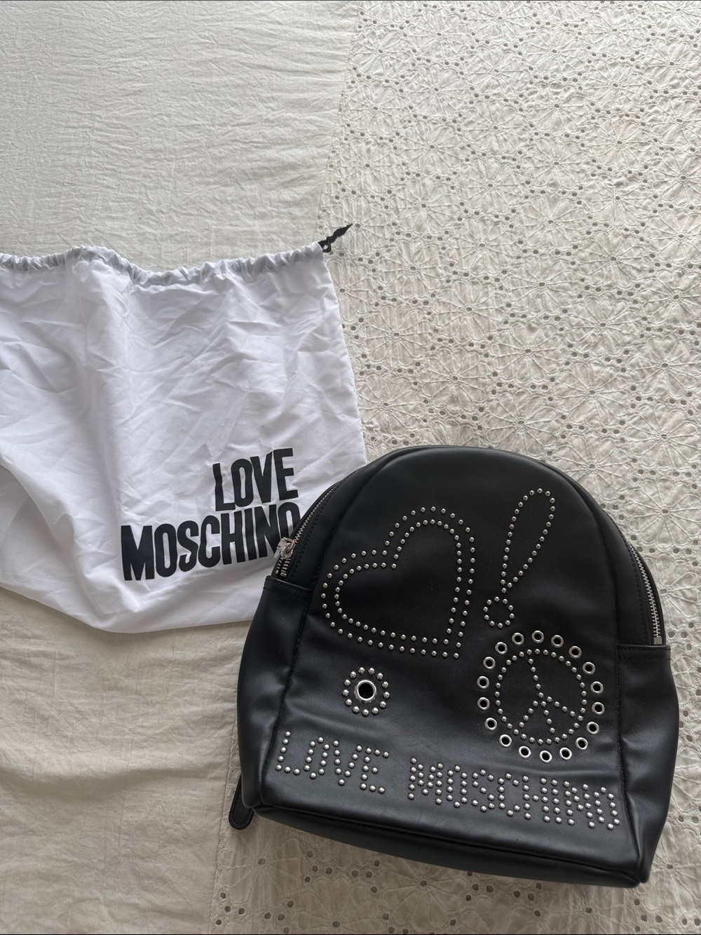 Love Moschino Black Studded Backpack